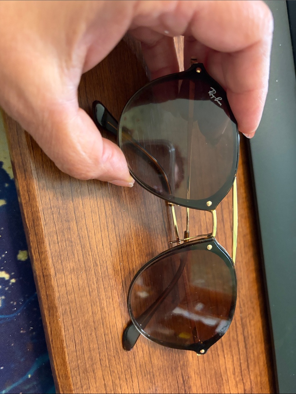 Ray-Ban Men’s Black Frames with Gold Accents Sunglasses
